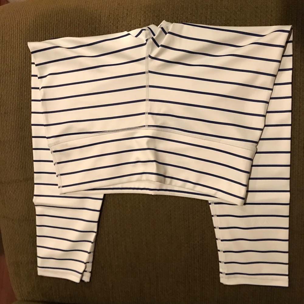 Kiava White/Blue striped Athletic Capris